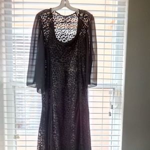 Komorov Black Midi  Sheer Patterned Dress.